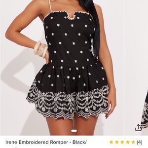 Fashion Nova Black and White Embroidered Romper